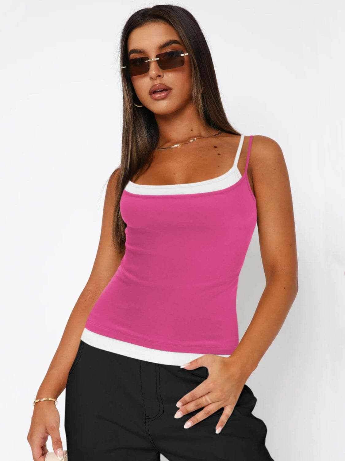 Chic faux layered cami top - Love Salve